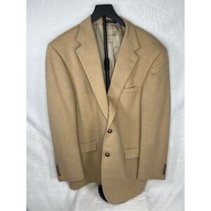 Andrew Pezza Mens Camel Hair Blazer 42L Tan Wool Blend Sport Coat